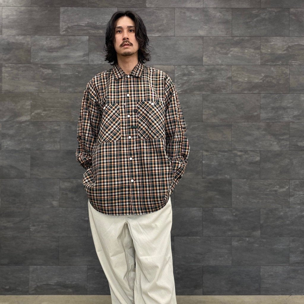 TECH CAMP-COLLAR SHIRTS JACKET #GREEN CHECK [BE-81023]