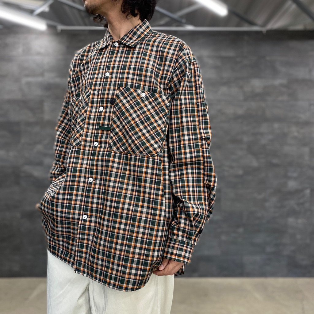 TECH CAMP-COLLAR SHIRTS JACKET #GREEN CHECK [BE-81023]