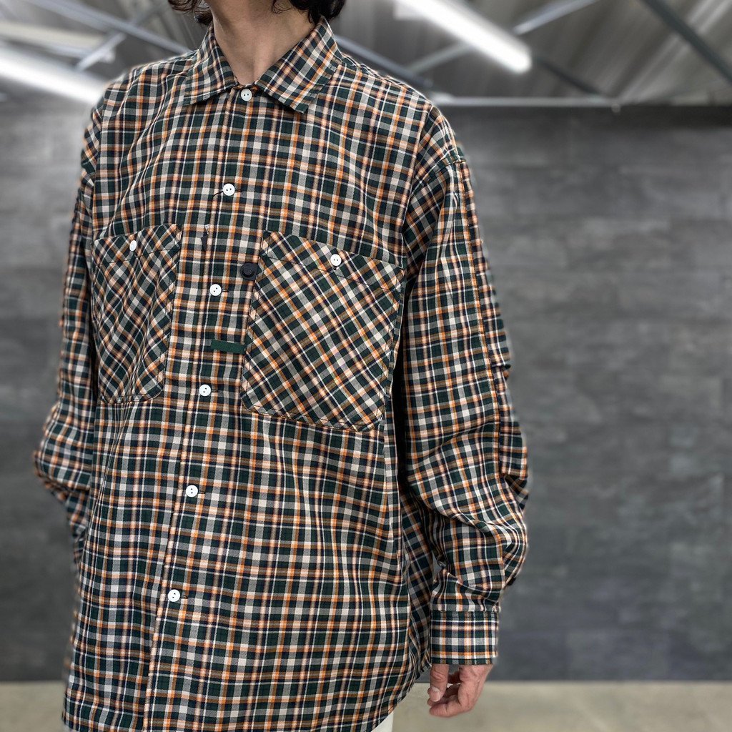 TECH CAMP-COLLAR SHIRTS JACKET #GREEN CHECK [BE-81023]