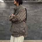 TECH CAMP-COLLAR SHIRTS JACKET #GREEN CHECK [BE-81023]