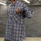 TECH CAMP-COLLAR SHIRTS JACKET #BLUE CHECK [BE-81023]