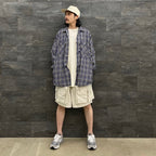 TECH CAMP-COLLAR SHIRTS JACKET #BLUE CHECK [BE-81023]