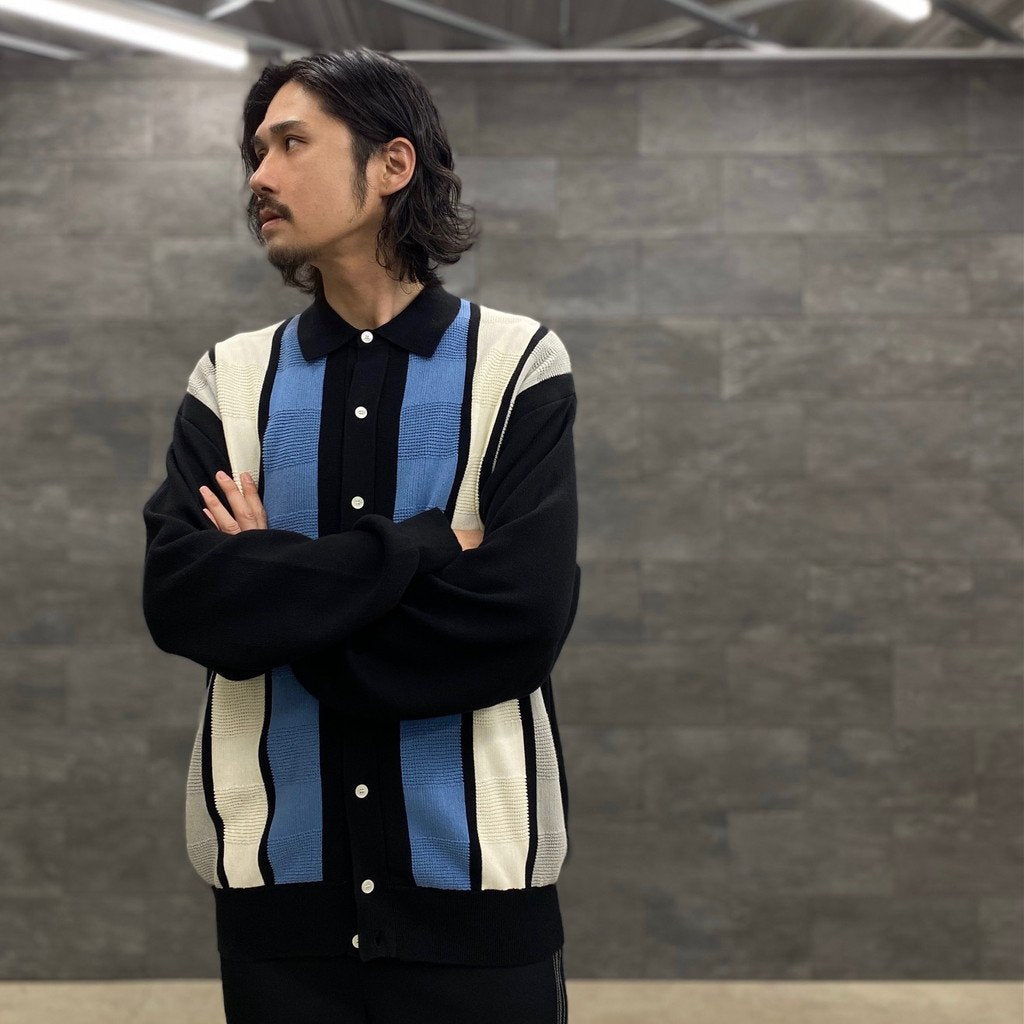 STRIPE KNIT CARDIGAN #BLACK [23SS-FS-09/FS1074] _ F-LAGSTUF-F | フラグスタフ –  cocorozashi