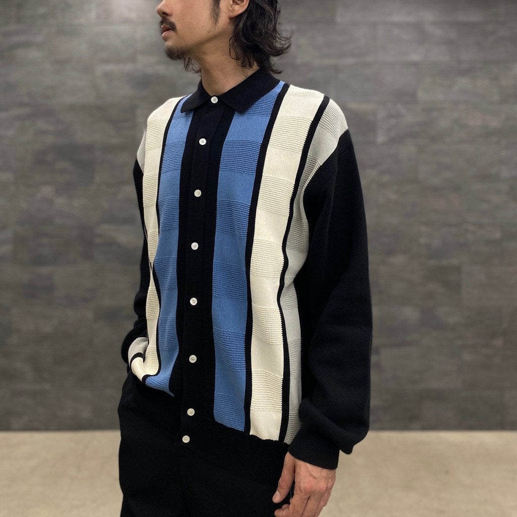 STRIPE KNIT CARDIGAN #BLACK [23SS-FS-09/FS1074] _ F-LAGSTUF-F 