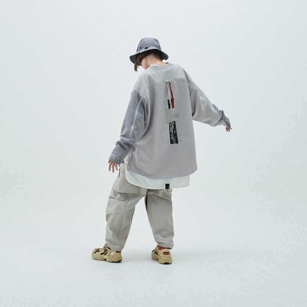 LWN-03 「ZYSTEM」 GRAPHIC WIDE CREWNECK #TECH-GRAY [GOOPI-23SS-FEB