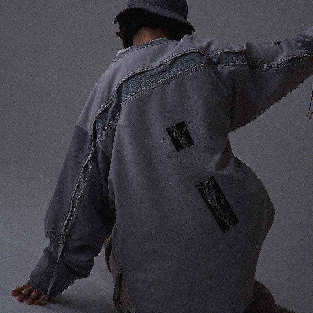 LWN-03 "ZYSTEM" GRAPHIC WIDE CREWNECK #TECH-GRAY [GOOPI-23SS-FEB-01]