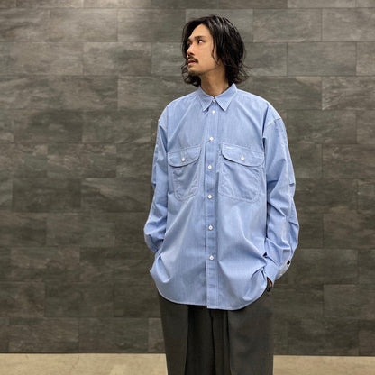 TECH ELBOW PATCH WORK SHIRTS CHAMBRAY #SAX [BE-85023]