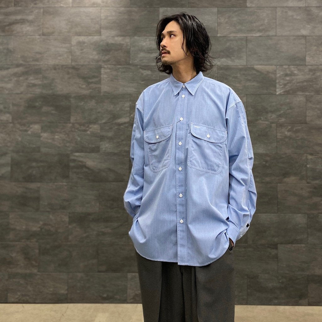 TECH ELBOW PATCH WORK SHIRT CHAMBRAY #SAX [BE-85023]