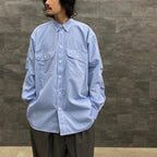 TECH ELBOW PATCH WORK SHIRT CHAMBRAY #SAX [BE-85023]