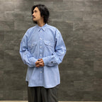 TECH ELBOW PATCH WORK SHIRT CHAMBRAY #SAX [BE-85023]