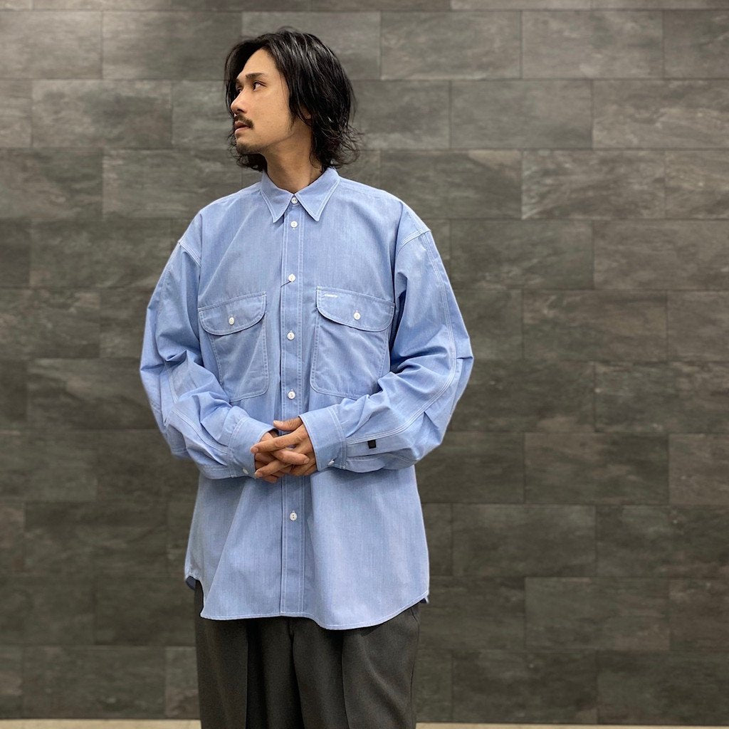 TECH ELBOW PATCH WORK SHIRT CHAMBRAY #SAX [BE-85023]