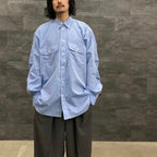TECH ELBOW PATCH WORK SHIRT CHAMBRAY #SAX [BE-85023]