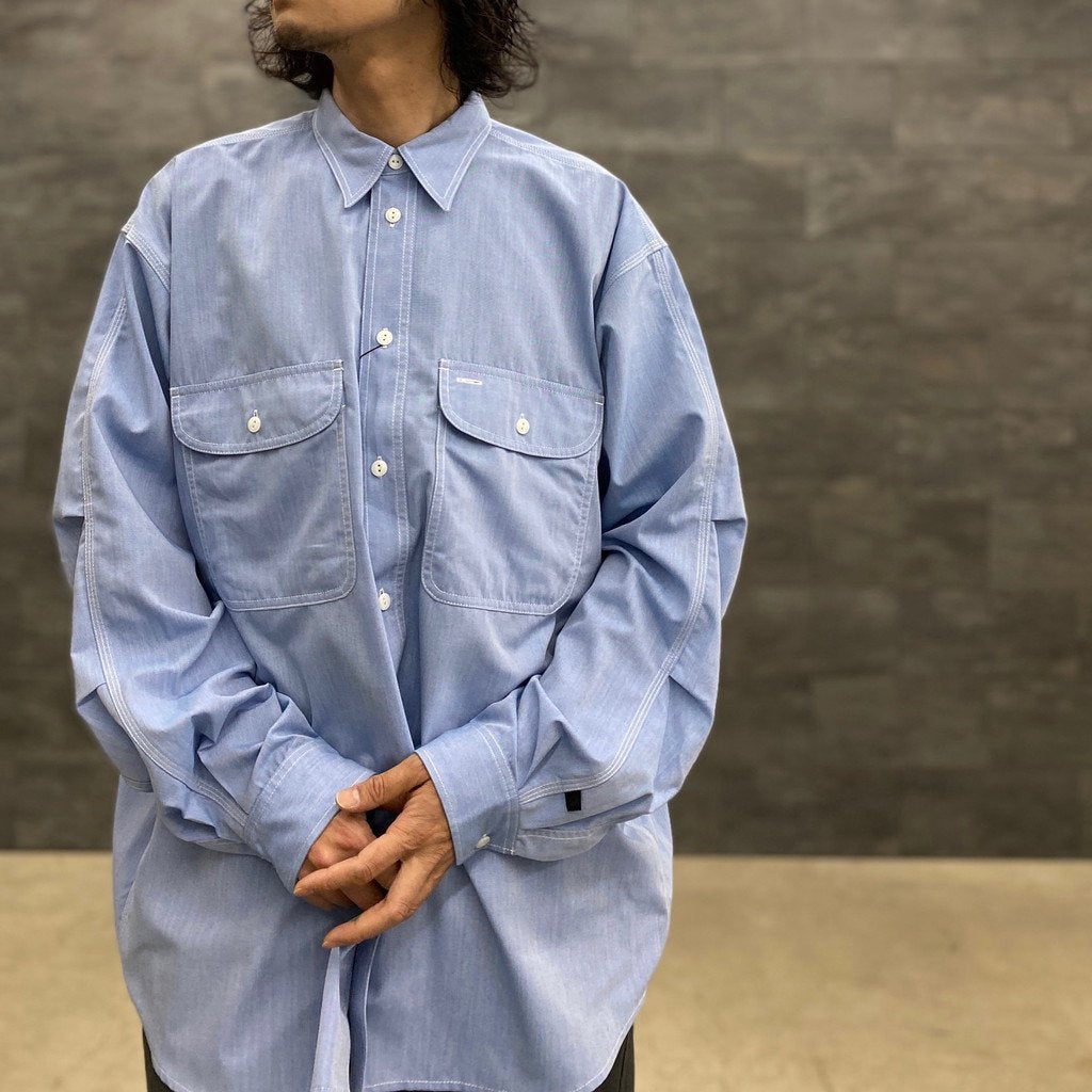 TECH ELBOW PATCH WORK SHIRT CHAMBRAY #SAX [BE-85023]