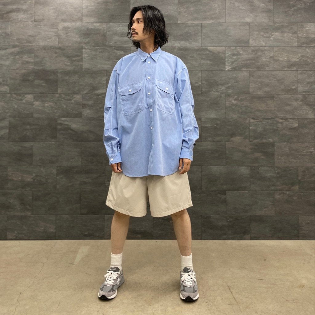TECH ELBOW PATCH WORK SHIRT CHAMBRAY #SAX [BE-85023]