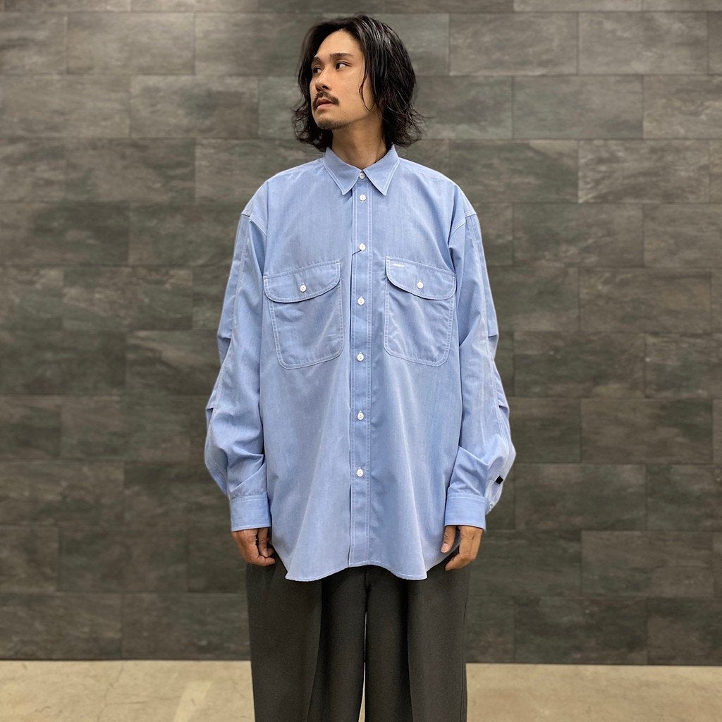 TECH ELBOW PATCH WORK SHIRT CHAMBRAY #SAX [BE-85023]