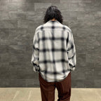 OMBRE CHECK OPEN COLLAR SHIRT L/S -TYPE 2- #WHITE/BLACK [23SS-WMS-OC12]