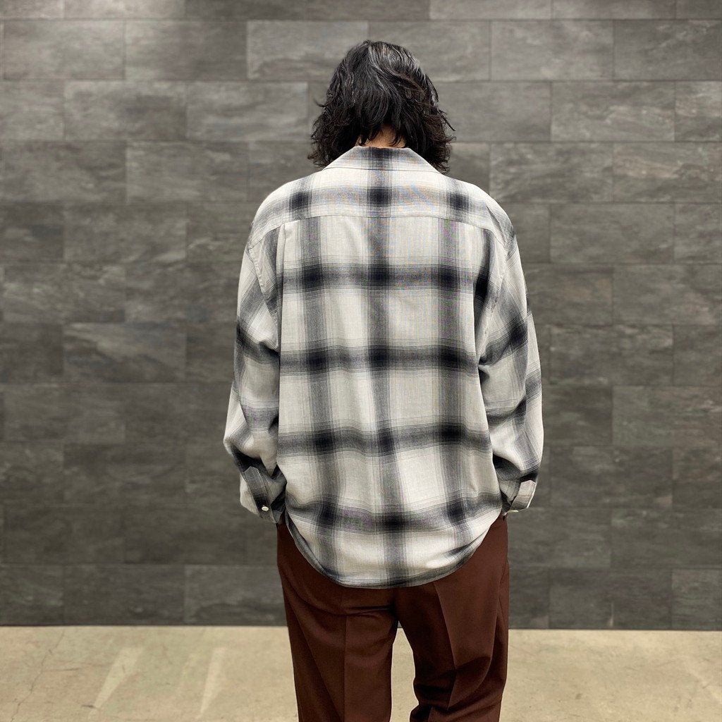 OMBRE CHECK OPEN COLLAR SHIRT L/S -TYPE 2- #WHITE/BLACK [23SS-WMS-OC12]