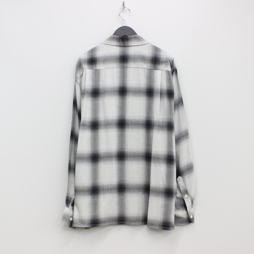 OMBRE CHECK OPEN COLLAR SHIRT L/S -TYPE 2- #WHITE/BLACK [23SS-WMS-OC12]