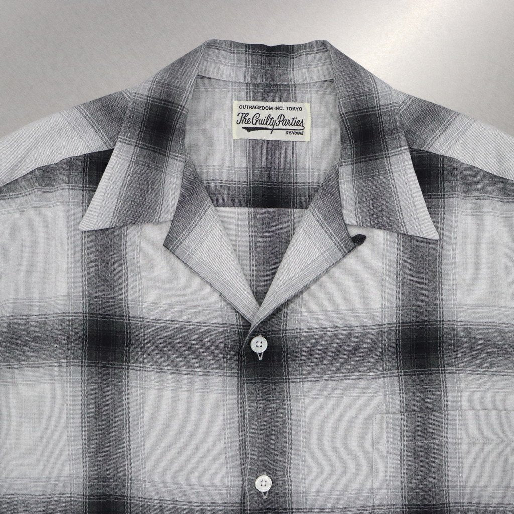 OMBRE CHECK OPEN COLLAR SHIRT L/S -TYPE 2- #WHITE/BLACK [23SS-WMS-OC12]