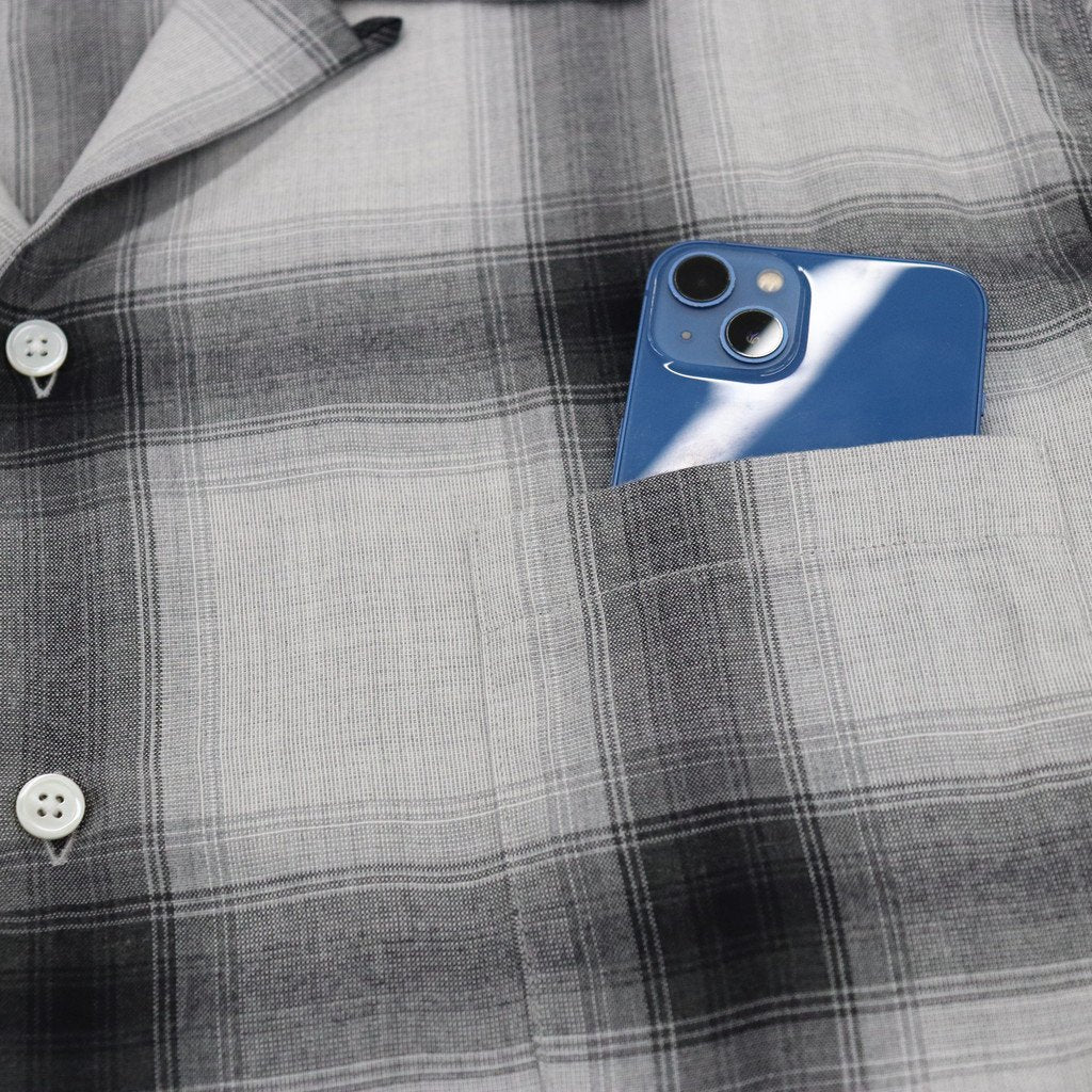 OMBRE CHECK OPEN COLLAR SHIRT L/S -TYPE 2- #WHITE/BLACK [23SS-WMS-OC12]