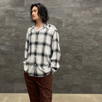 OMBRE CHECK OPEN COLLAR SHIRT L/S -TYPE 2- #WHITE/BLACK [23SS-WMS-OC12]