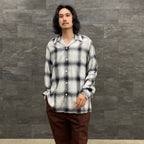 OMBRE CHECK OPEN COLLAR SHIRT L/S -TYPE 2- #WHITE/BLACK [23SS-WMS-OC12]