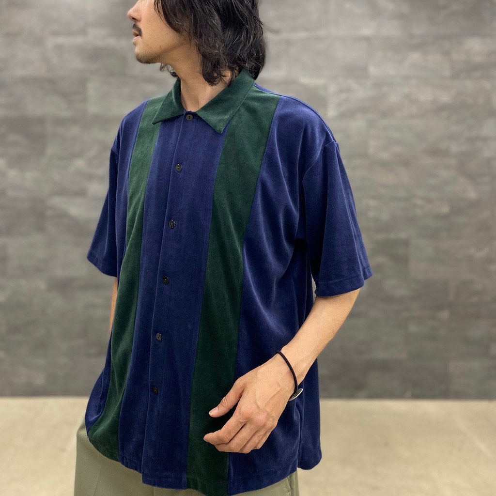 絲絨條紋襯衫#海軍藍 [SC2310-CT05]