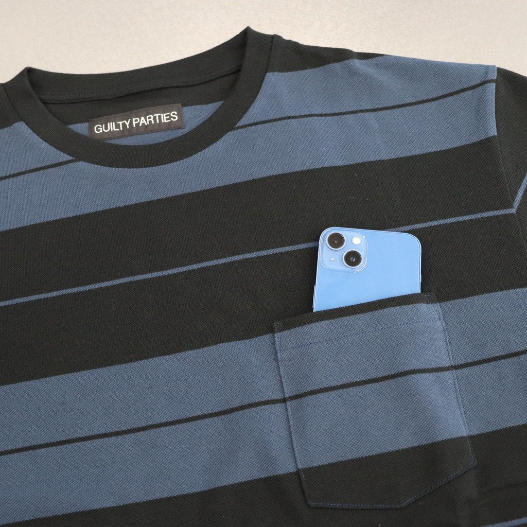 STRIPED CREW NECK T-SHIRT #NAVY/BLACK [23SS-WMT-SS01]