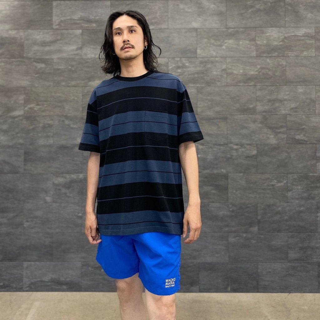 STRIPED CREW NECK T-SHIRT #NAVY/BLACK [23SS-WMT-SS01]