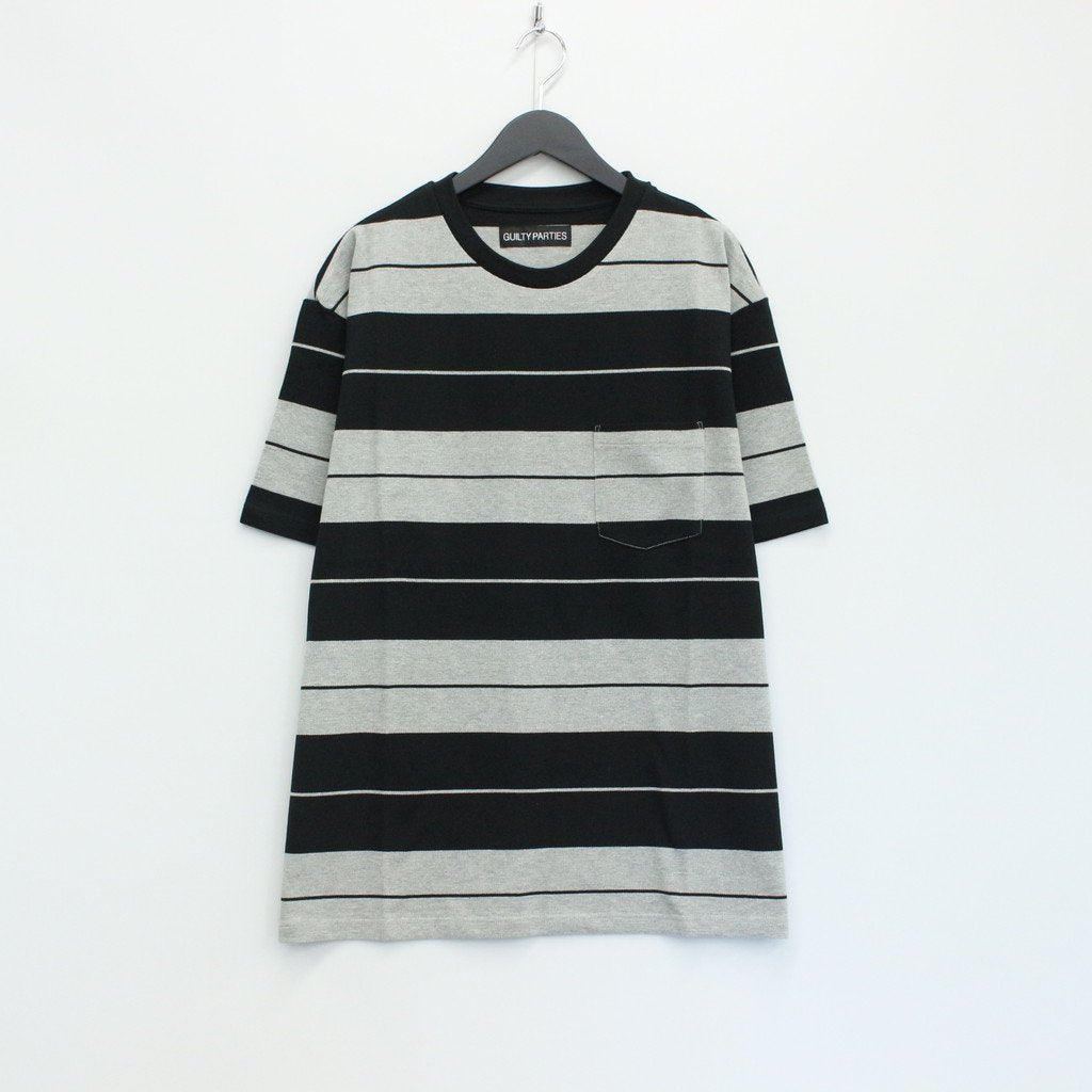 STRIPED CREW NECK T-SHIRT #GRAY/BLACK [23SS-WMT-SS01]