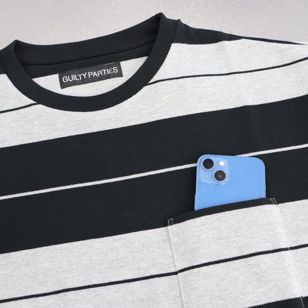 STRIPED CREW NECK T-SHIRT #GRAY/BLACK [23SS-WMT-SS01]