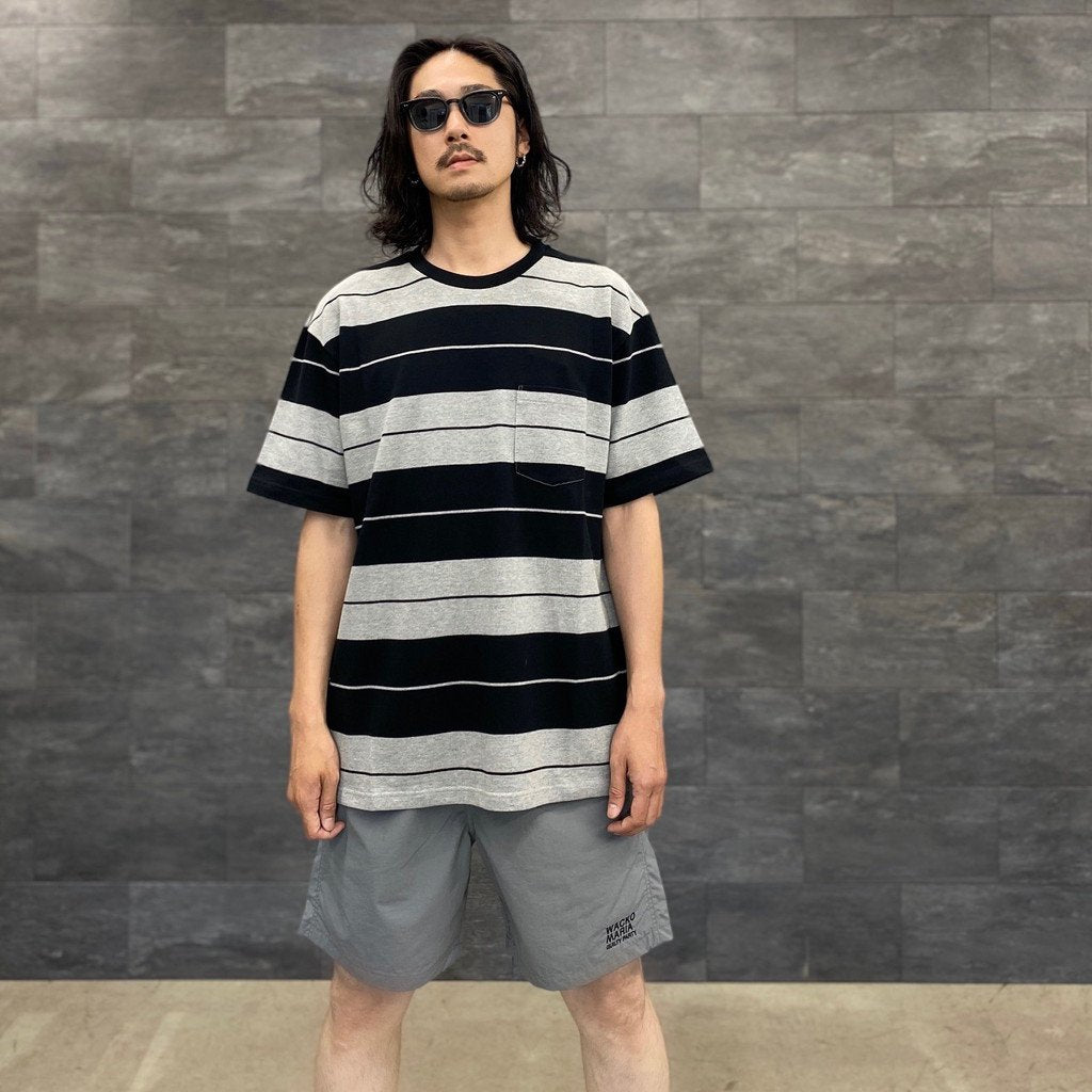 STRIPED CREW NECK T-SHIRT #GRAY/BLACK [23SS-WMT-SS01]