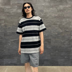 STRIPED CREW NECK T-SHIRT #GRAY/BLACK [23SS-WMT-SS01]