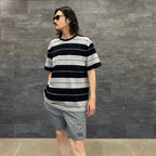 STRIPED CREW NECK T-SHIRT #GRAY/BLACK [23SS-WMT-SS01]