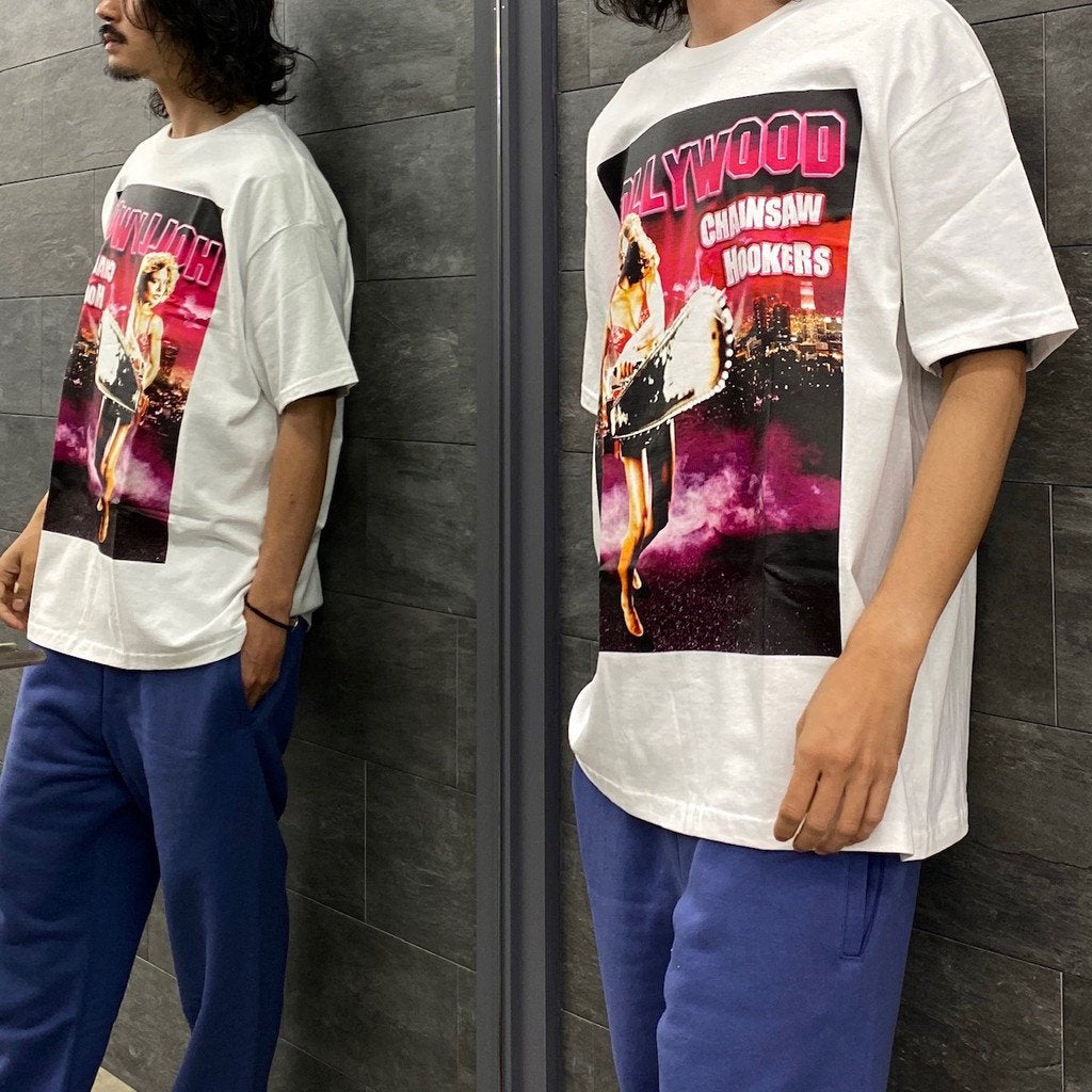 HOLLYWOOD CHAINSAW HOOKERS | CREW NECK T-SHIRT -TYPE 1- #WHITE [HCH-WM-TEE01]