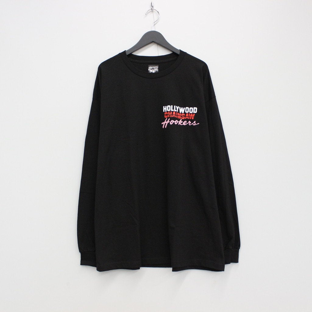 HOLLYWOOD CHAINSAW HOOKERS | CREW NECK LONG SLEEVE T-SHIRT -TYPE 2- #BLACK [HCH-WM-LT02]
