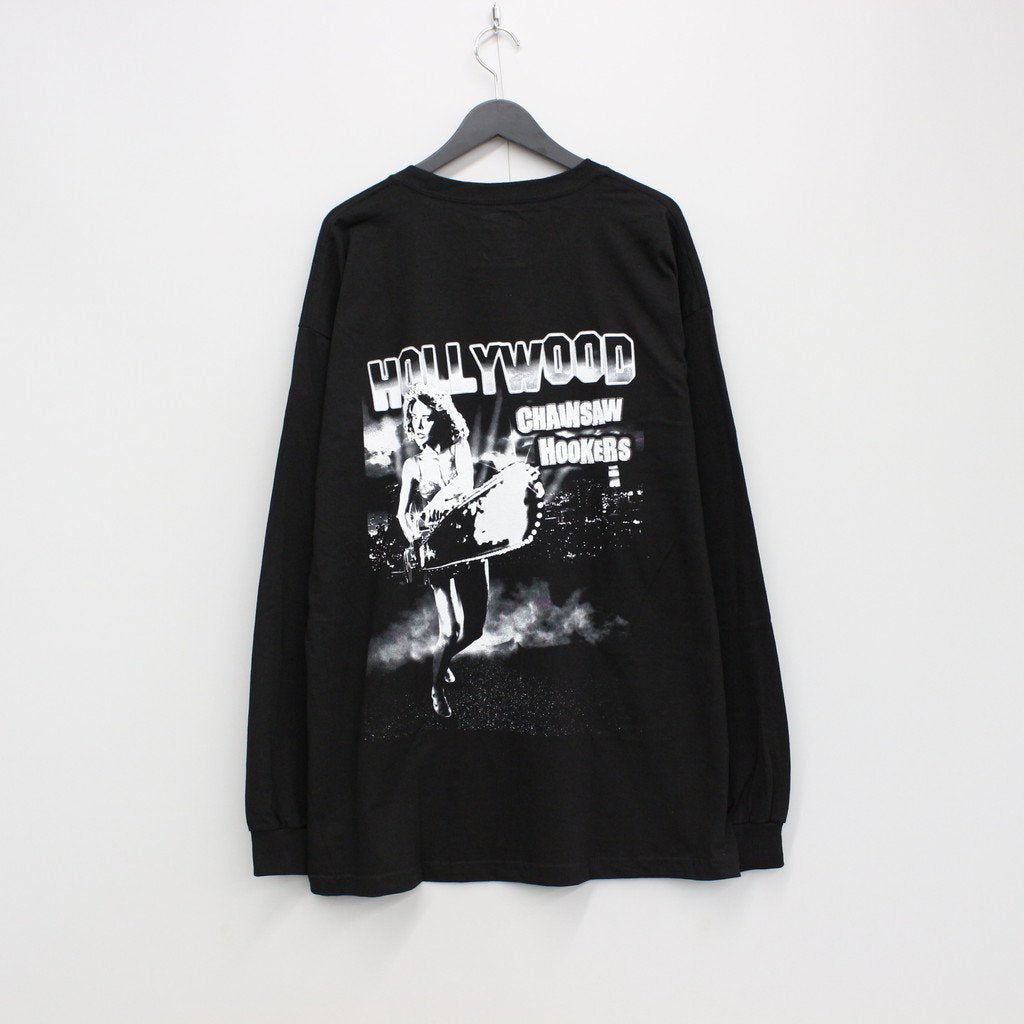 HOLLYWOOD CHAINSAW HOOKERS | CREW NECK LONG SLEEVE T-SHIRT -TYPE 2- #BLACK [HCH-WM-LT02]