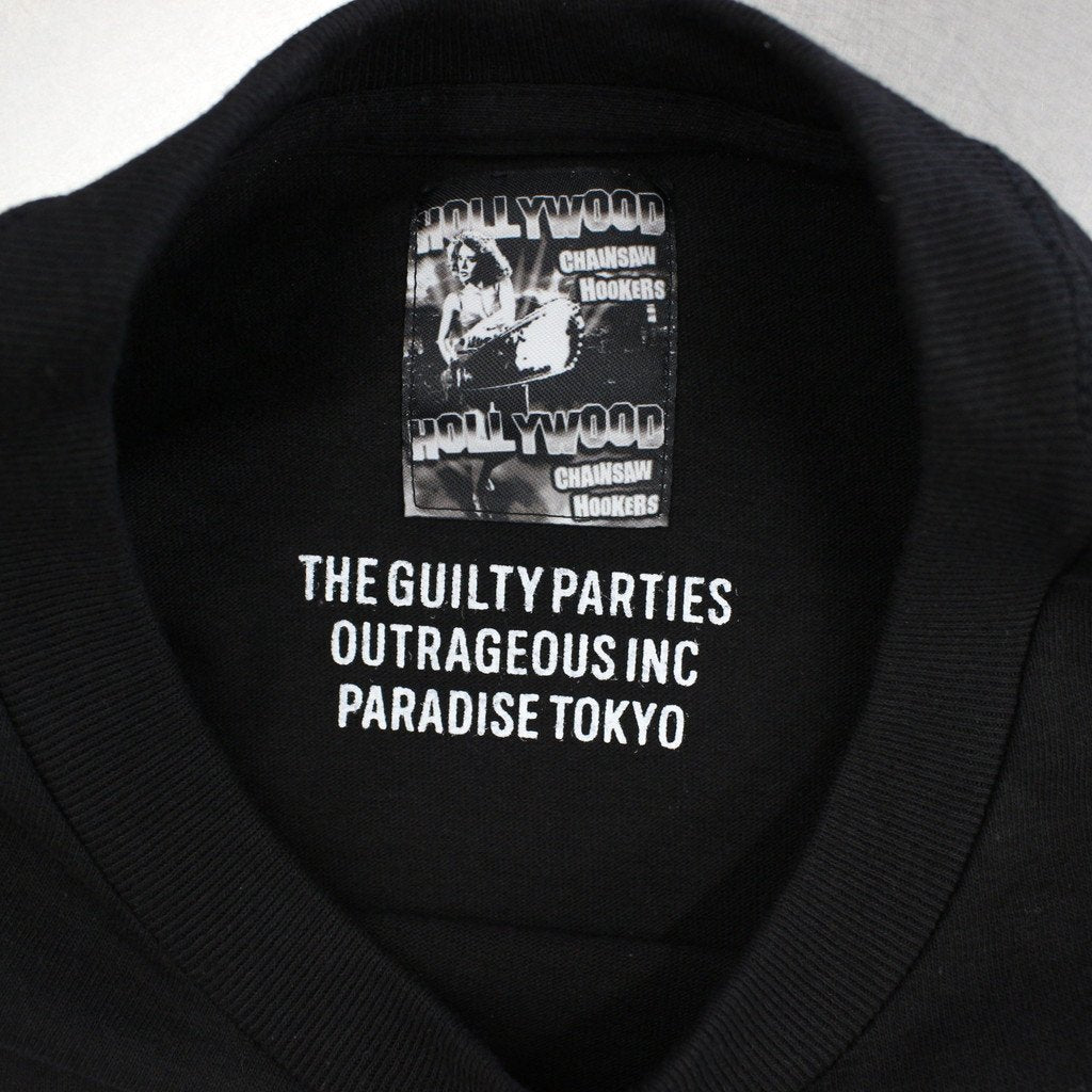 HOLLYWOOD CHAINSAW HOOKERS | CREW NECK LONG SLEEVE T-SHIRT -TYPE 2- #BLACK [HCH-WM-LT02]