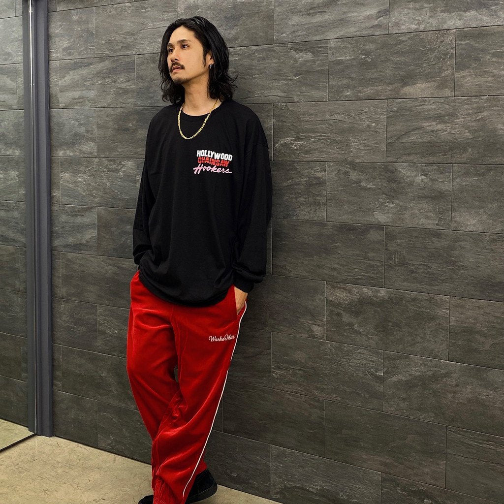 HOLLYWOOD CHAINSAW HOOKERS | CREW NECK LONG SLEEVE T-SHIRT -TYPE 2- #BLACK [HCH-WM-LT02]