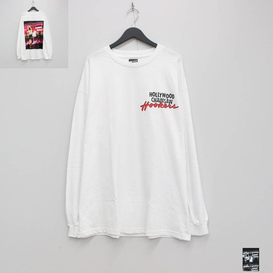 HOLLYWOOD CHAINSAW HOOKERS | CREW NECK LONG SLEEVE T-SHIRT -TYPE 1- #WHITE [HCH-WM-LT01]