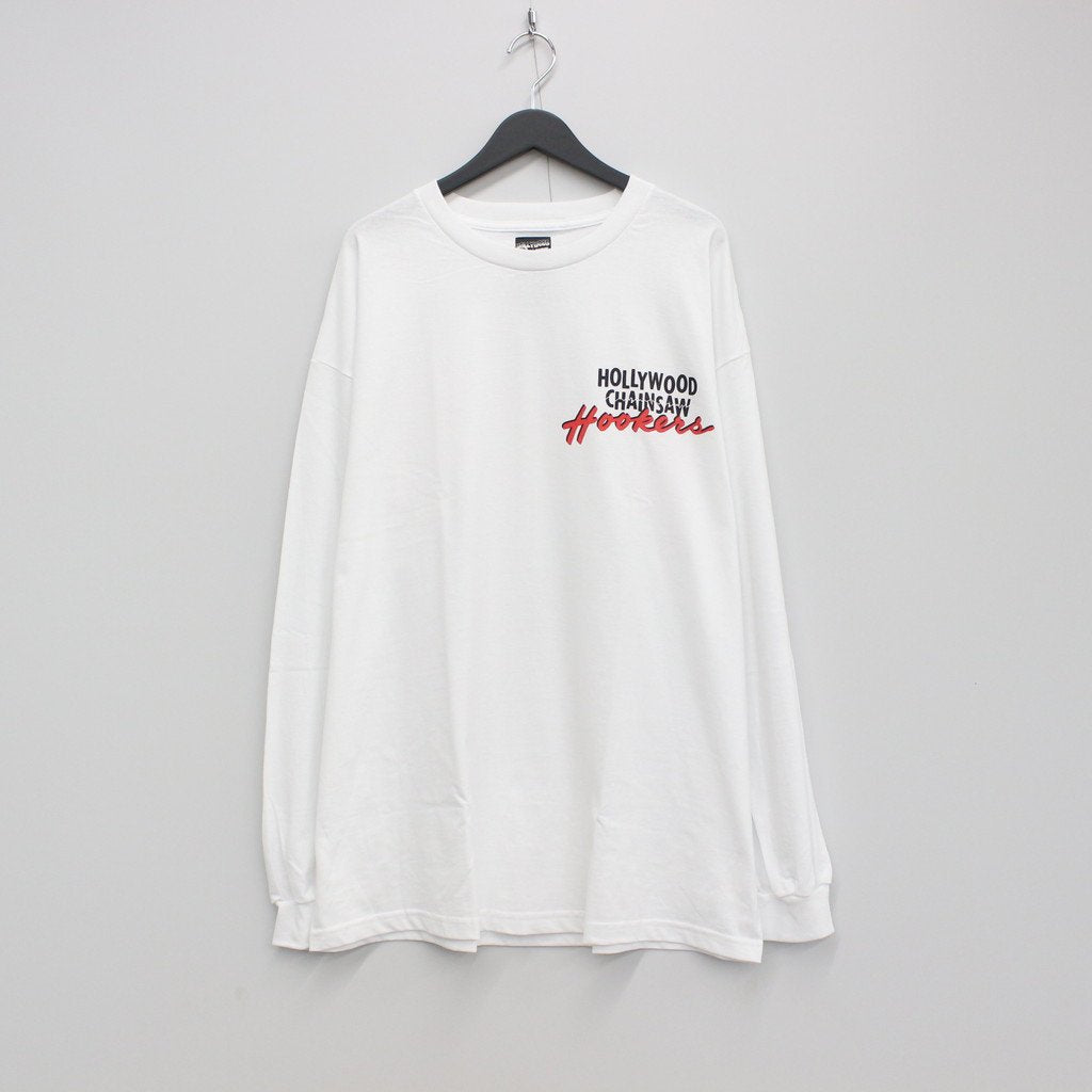 HOLLYWOOD CHAINSAW HOOKERS | CREW NECK LONG SLEEVE T-SHIRT -TYPE 1- #WHITE [HCH-WM-LT01]