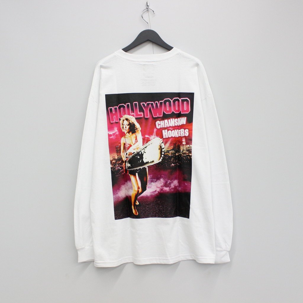 ht_HOLLYWOOD CHAINSAW HOOKERS | CREW NECK LONG SLEEVE T-SHIRT -TYPE 1- #WHITE [HCH-WM-LT01]