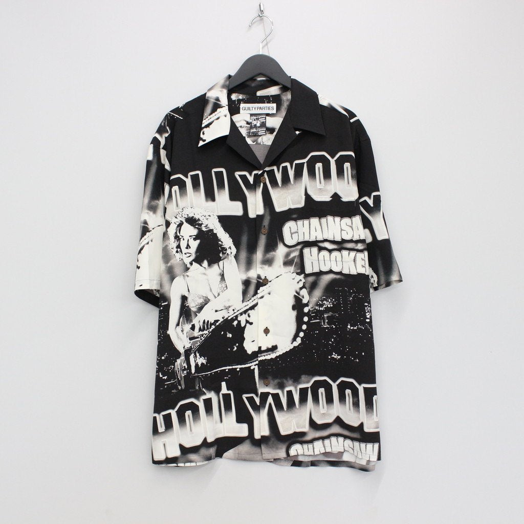 WACKO MARIA ワコマリア 23SS HOLLYWOOD CHAINSAW HOOKERS S/S HAWAIIAN SHIRT TYPE-1 女切り裂き狂団 チェーンソークィーン ハワイアン総柄半袖シャツ HCH-WM-HI01 ブラック