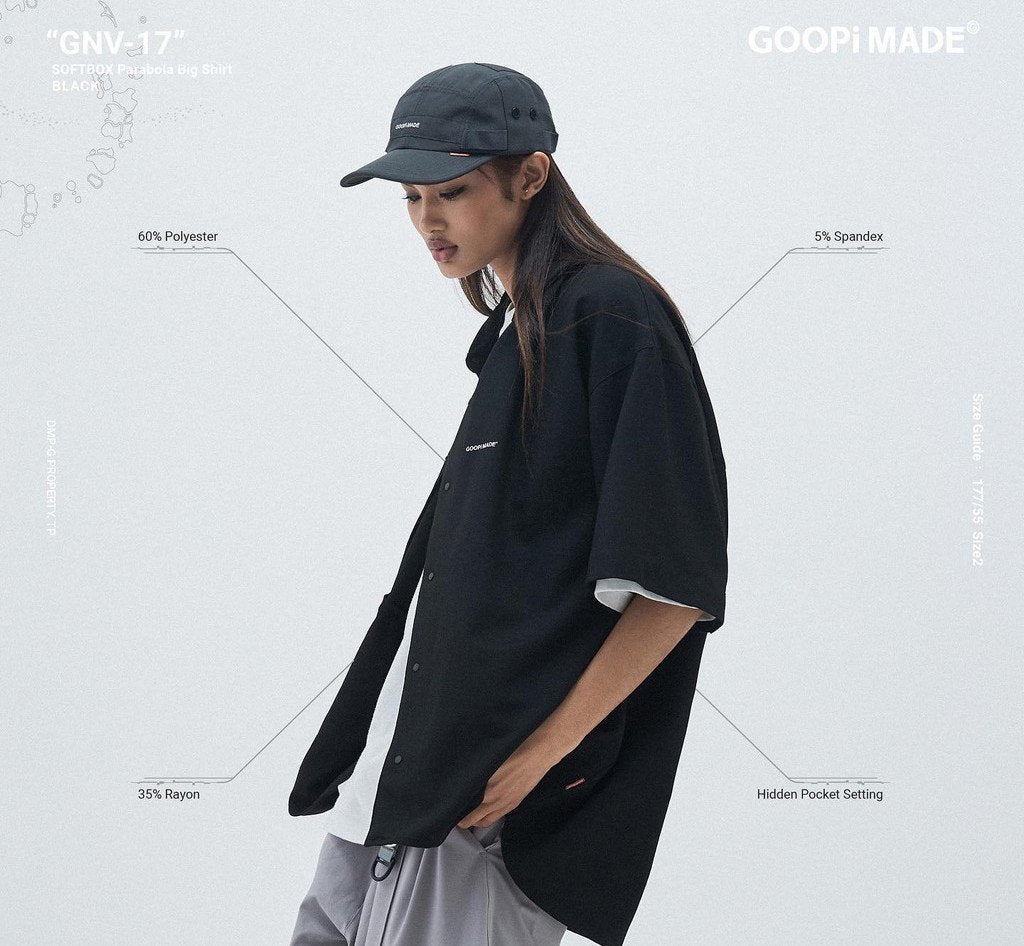 「GNV-17」SOFTBOX 拋物線大襯衫 #BLACK [GOOPI-23SS-MAY-03]