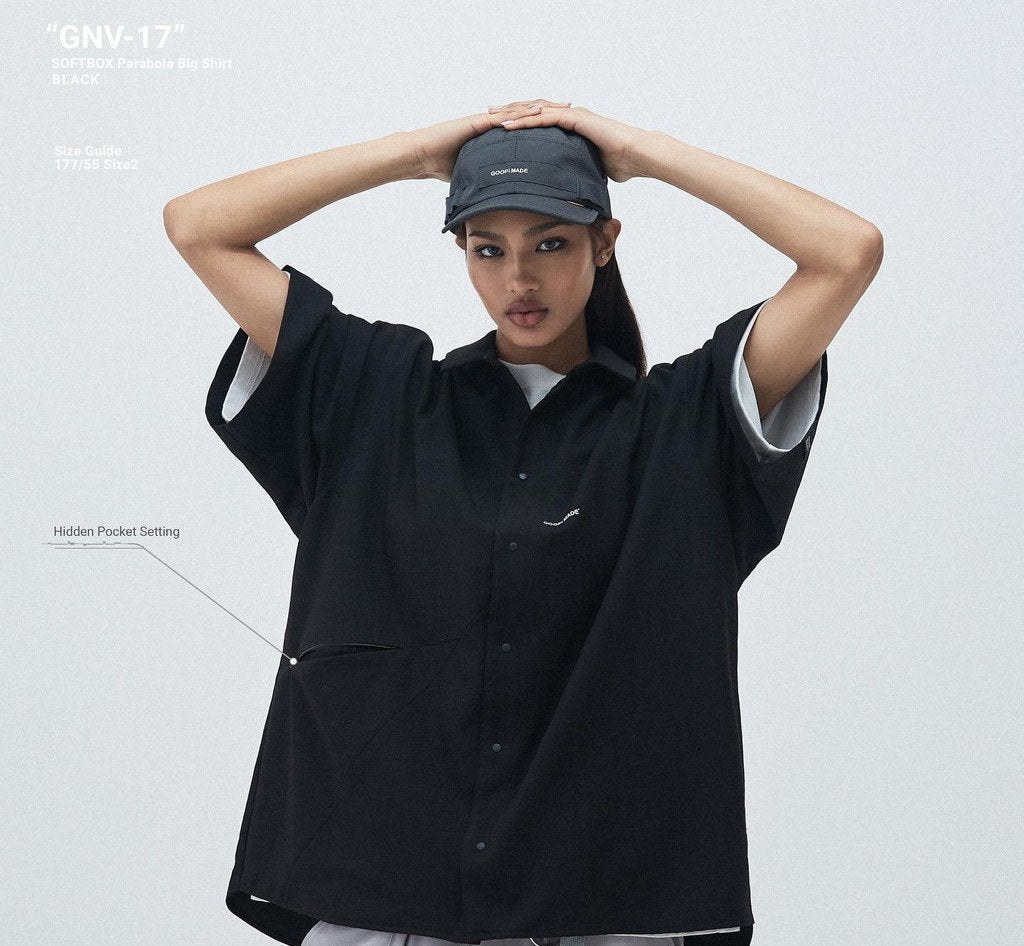 「GNV-17」SOFTBOX 拋物線大襯衫 #BLACK [GOOPI-23SS-MAY-03]