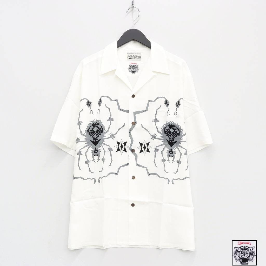 WOLF'S HEAD | S/S HAWAIIAN SHIRT -TYPE 4- #WHITE/GRAY [WOLFSHEAD-WM-HI10]