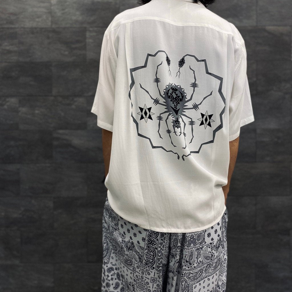 WOLF'S HEAD | S/S HAWAIIAN SHIRT -TYPE 4- #WHITE/GRAY [WOLFSHEAD