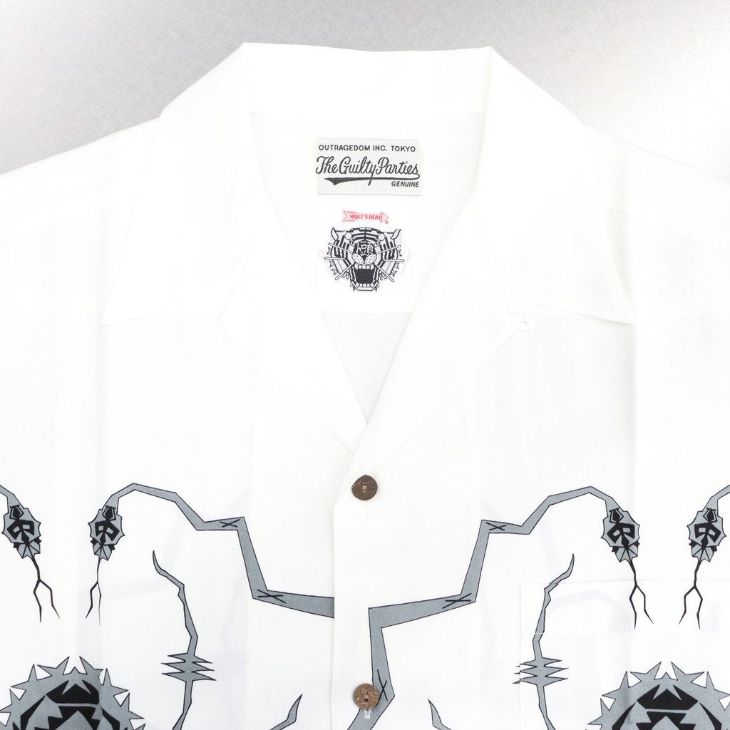 WOLF'S HEAD | S/S HAWAIIAN SHIRT -TYPE 4- #WHITE/GRAY [WOLFSHEAD-WM-HI10]