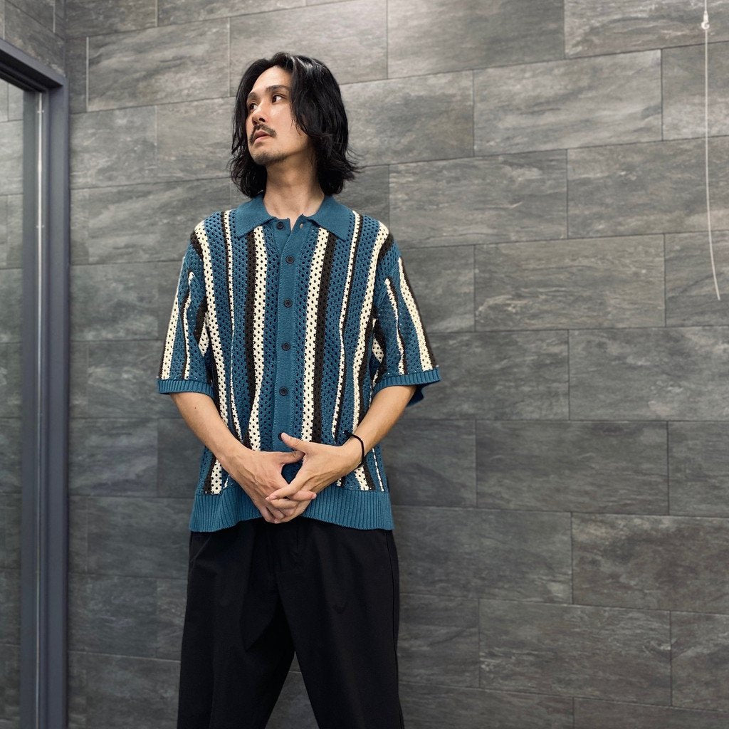 STRIPE KINT S/S SUMMER CARDIGAN #GREEN [23AW-FS-SPOT-01/FS1344]