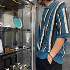 STRIPE KINT S/S SUMMER CARDIGAN #GREEN [23AW-FS-SPOT-01/FS1344]